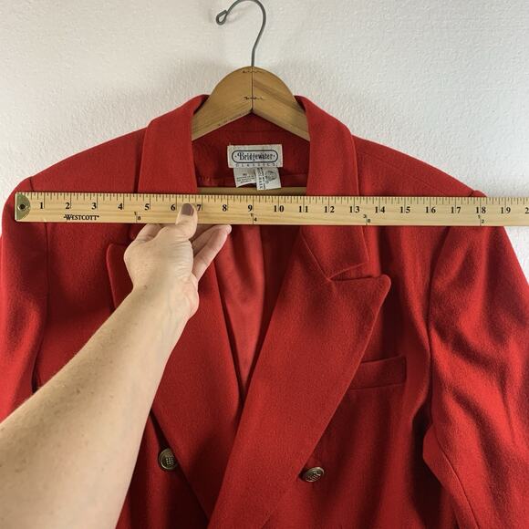 Vintage Womens 100% Wool Double Breasted Blazer Sz 16 Red Old Money Gold Button - Picture 4 of 14